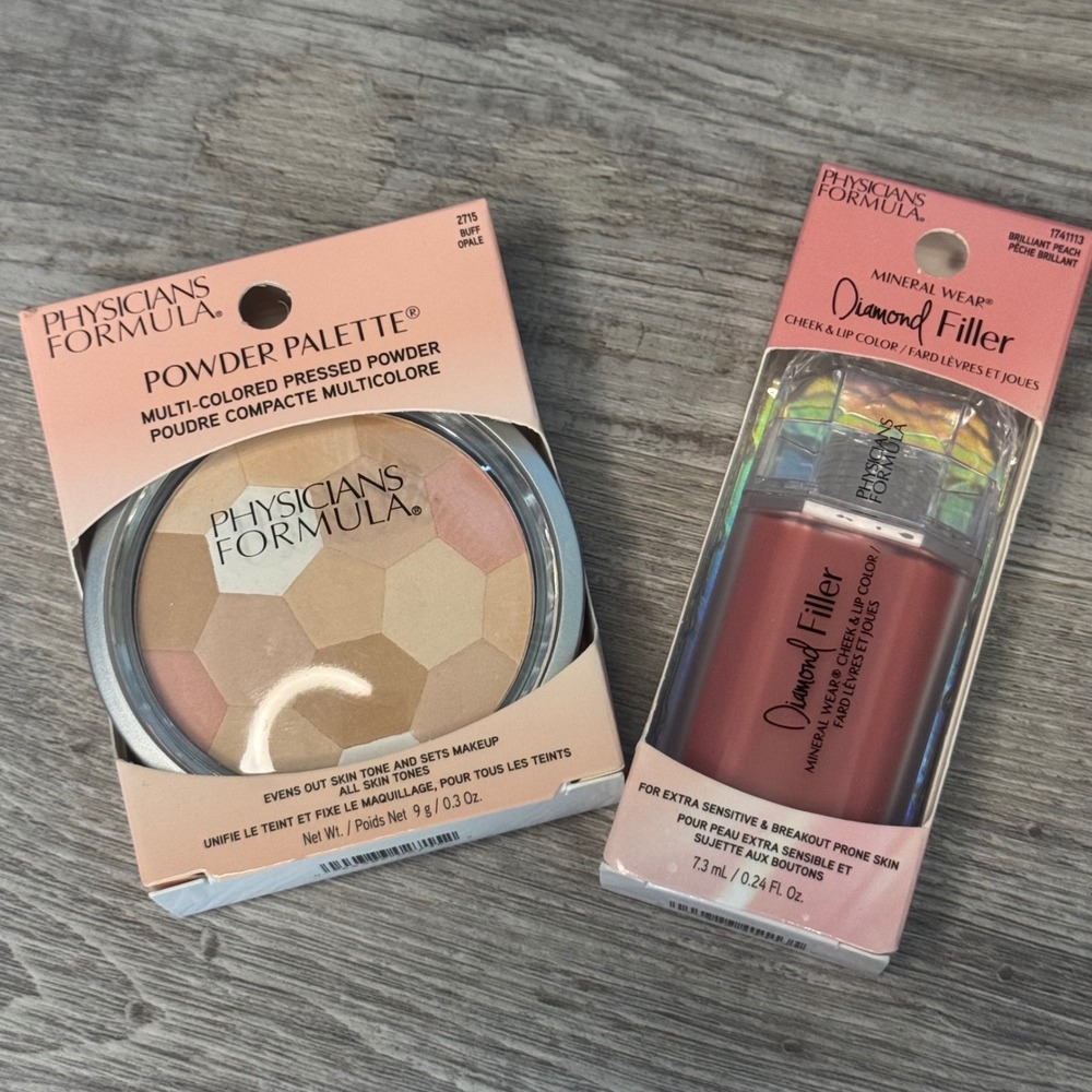 Physicians Formula Powder Palette Buff & Diamond Filler Cheek Lip Peach Set